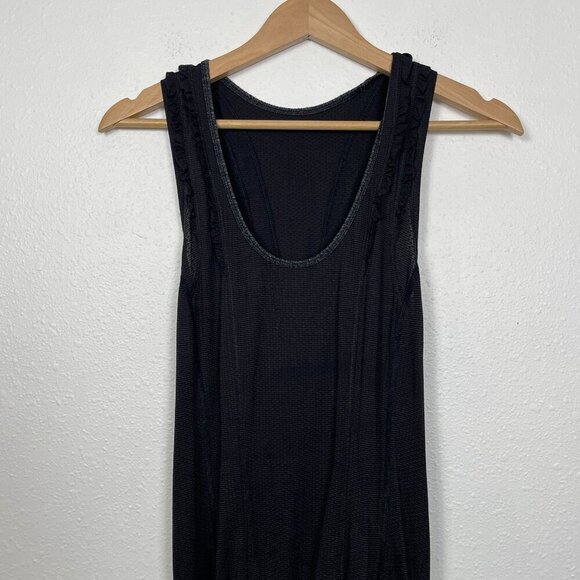 Lululemon Swiftly Tie Waist Black Scoop Neck Ruffle Racerback Tank Top Size: 6 - Picture 3 of 8